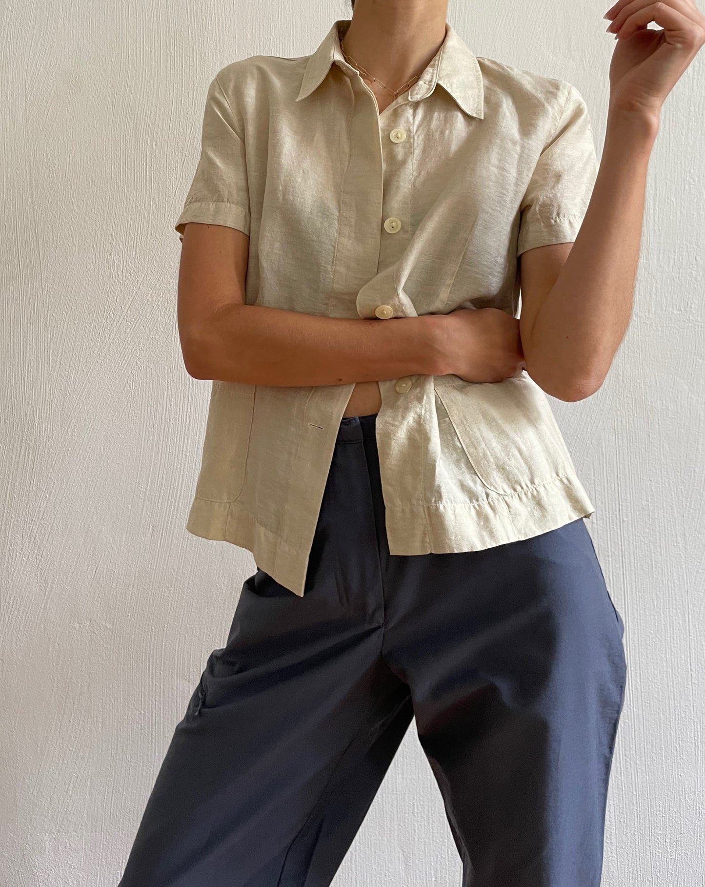 Vintage Linen Minimal Shirt Size XS-S