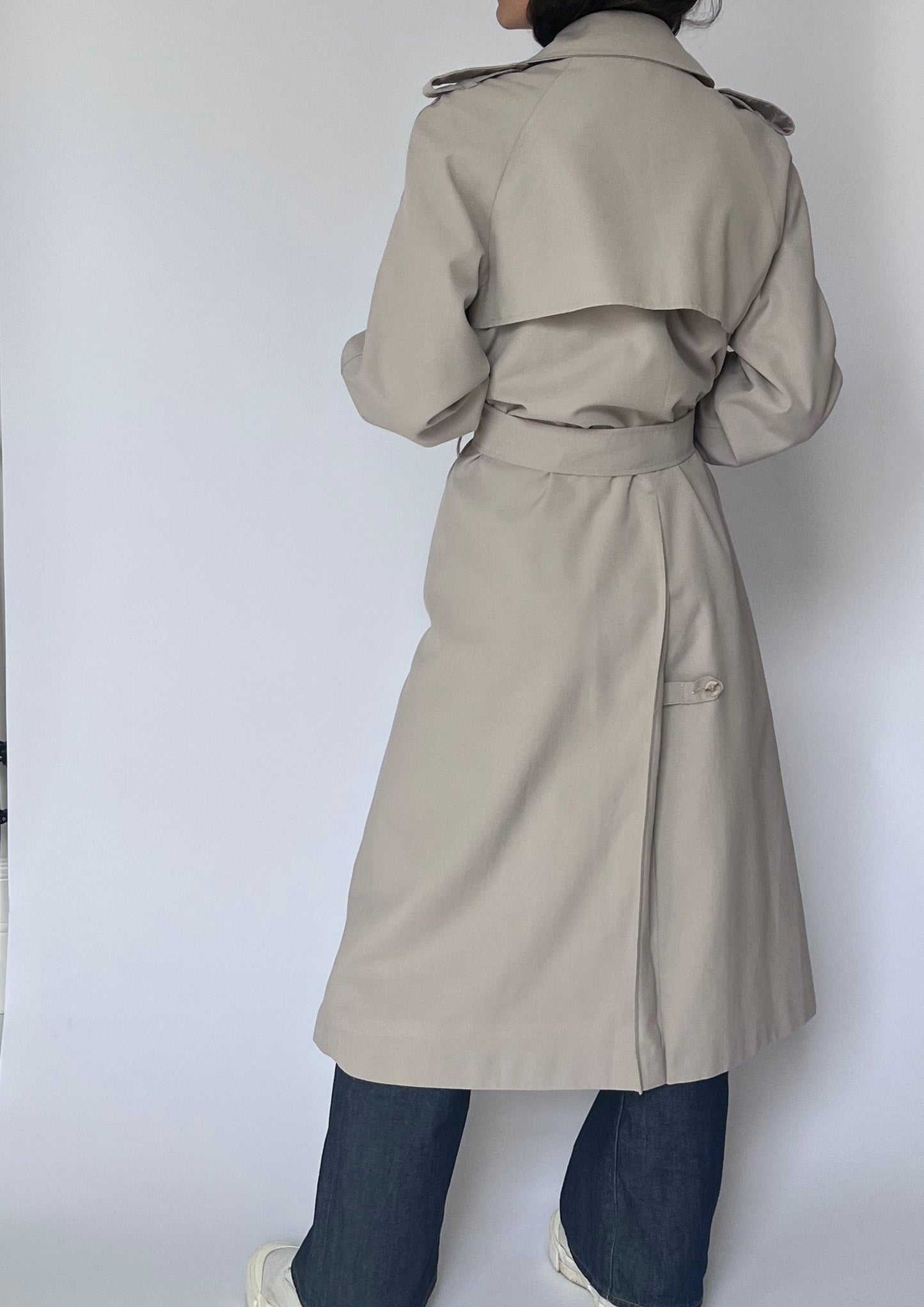 Vintage 70s Neutral Long Trench Coat S/M