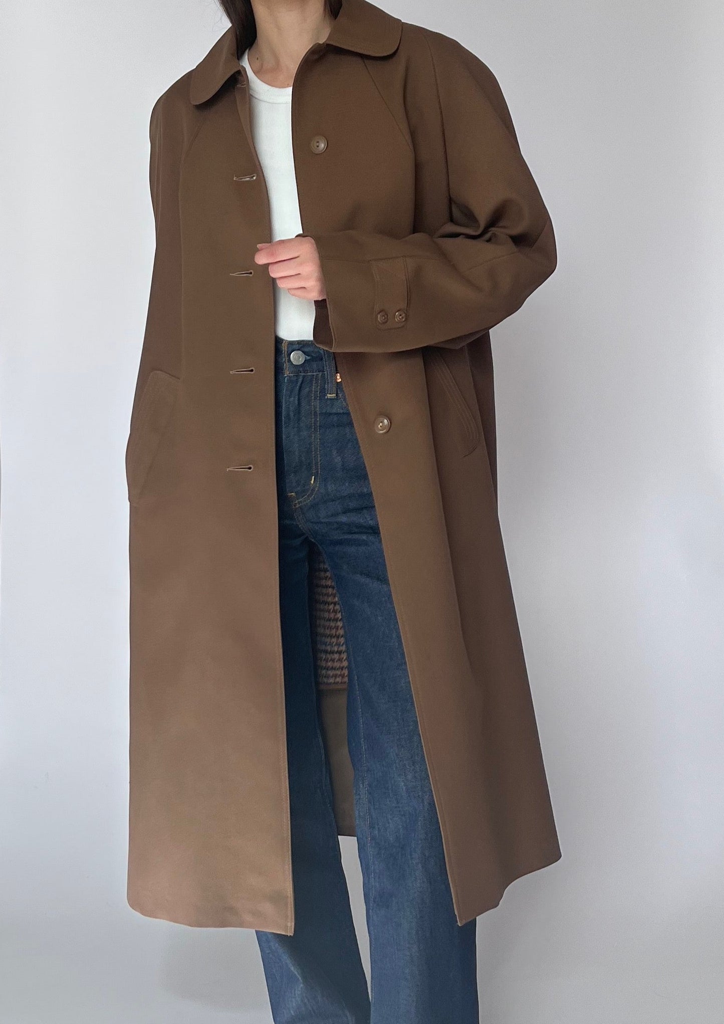 Vintage Brown Lined Overcoat Trench coat S/M