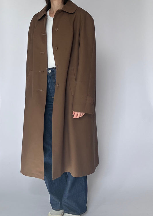 Vintage Brown Lined Overcoat Trench coat S/M