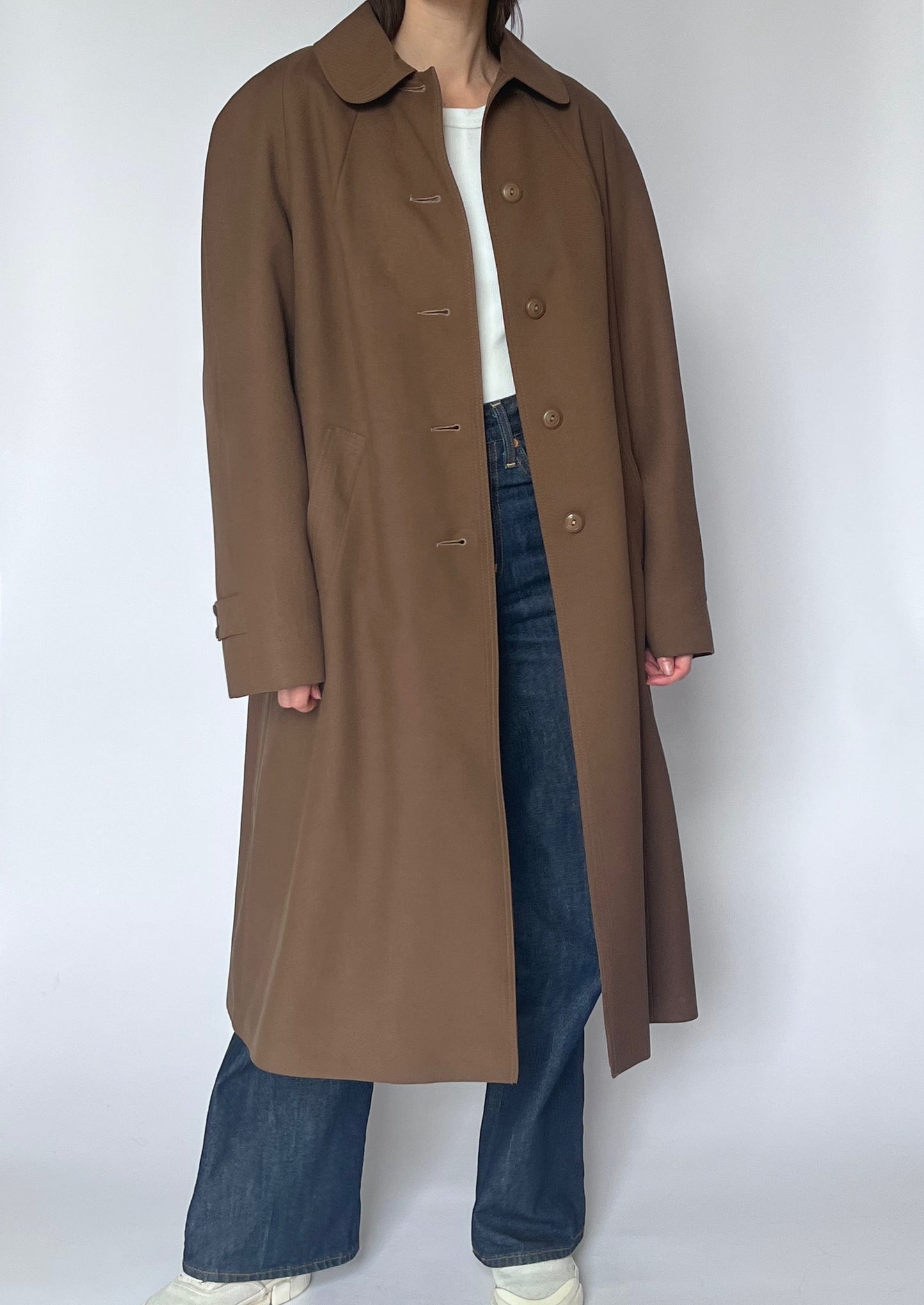 Vintage Brown Lined Overcoat Trench coat S/M