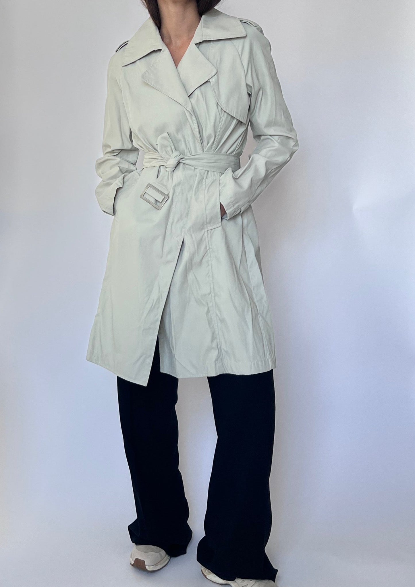 Short Belted Cream Trench S/M