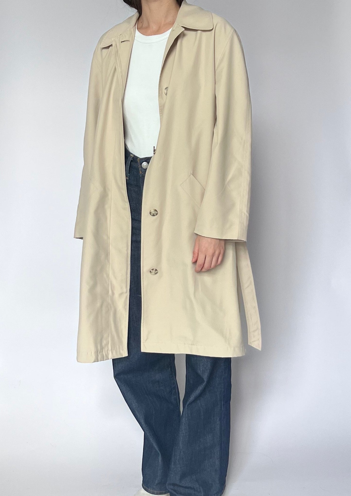 Lightweight Cream Trench Coat Jacket XS/S/M