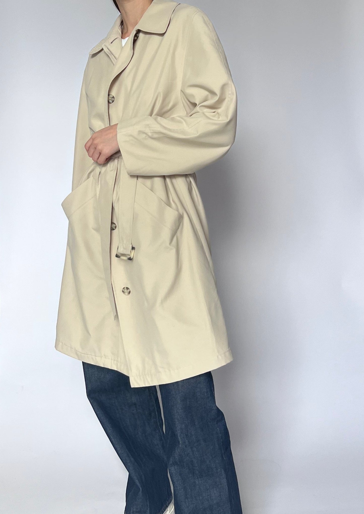 Lightweight Cream Trench Coat Jacket XS/S/M