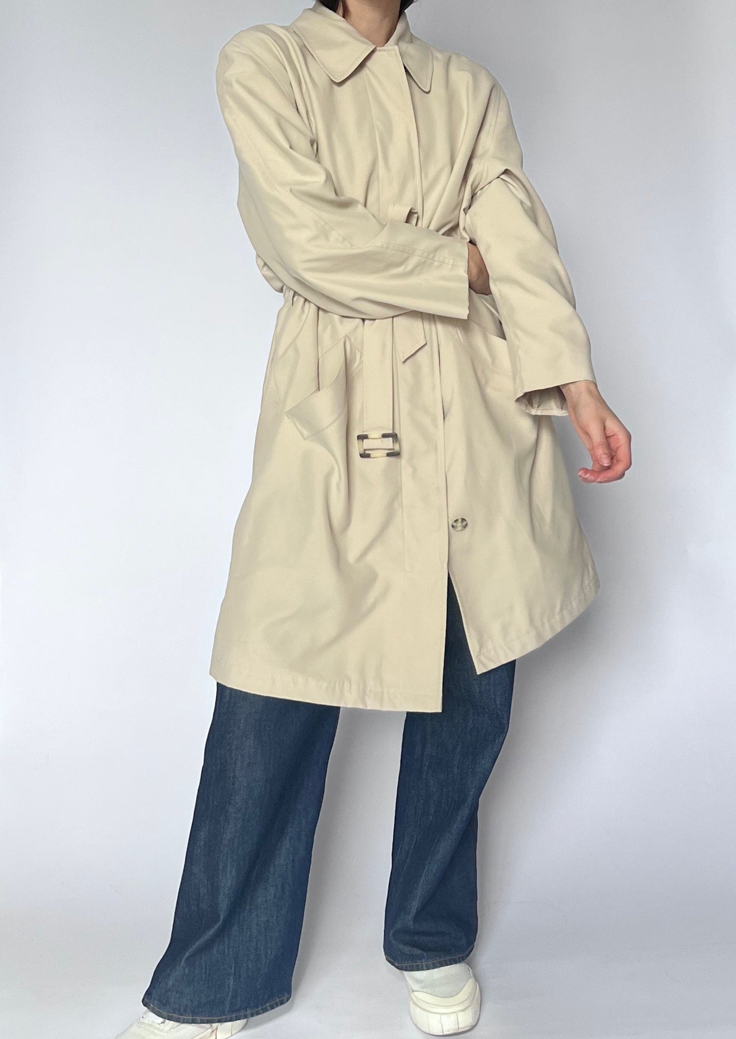 Lightweight Cream Trench Coat Jacket XS/S/M