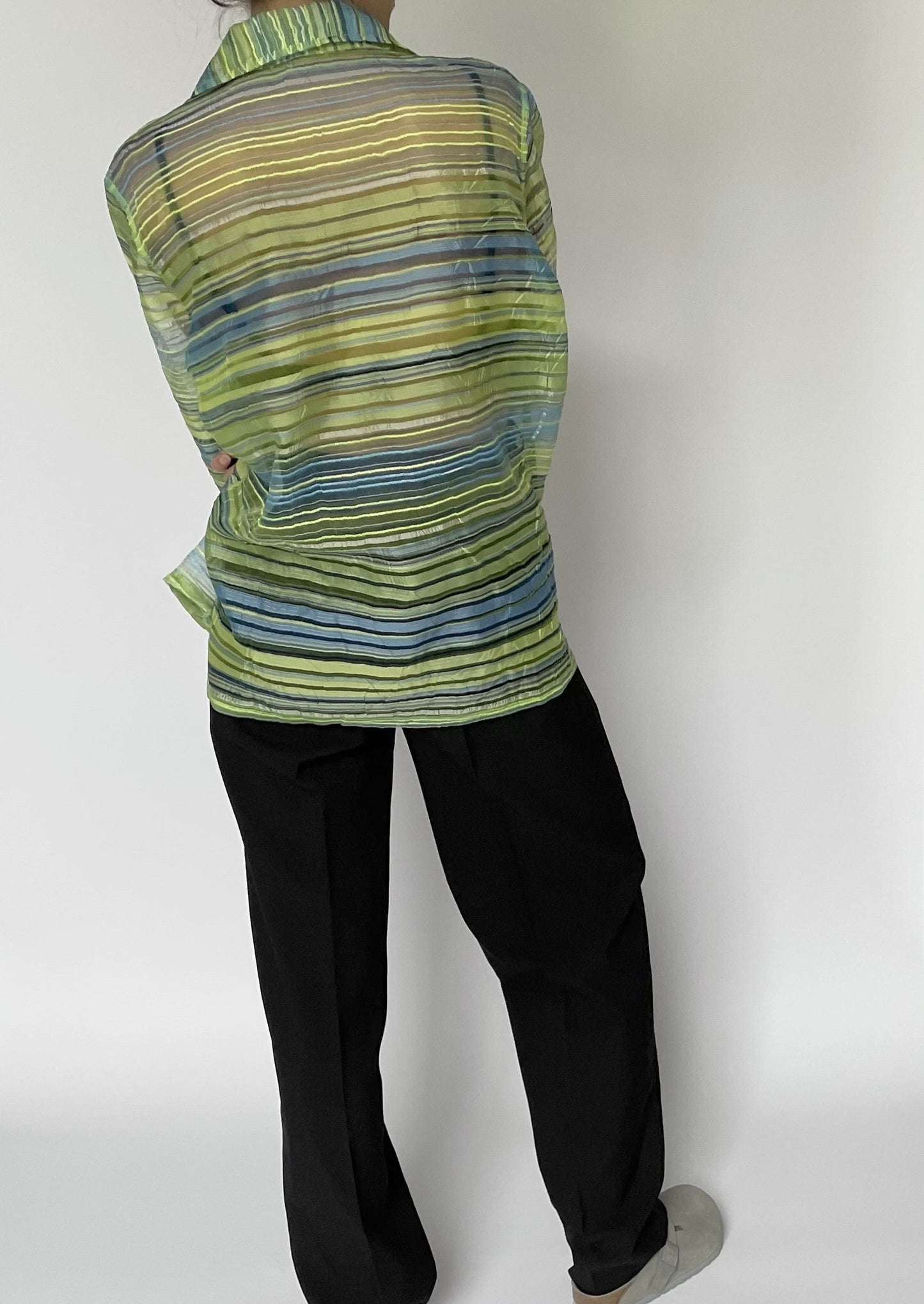 Sheer Green Striped Shirt M/L