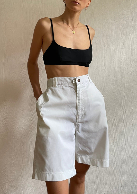 Vintage White Minimal Bermuda Shorts Size M