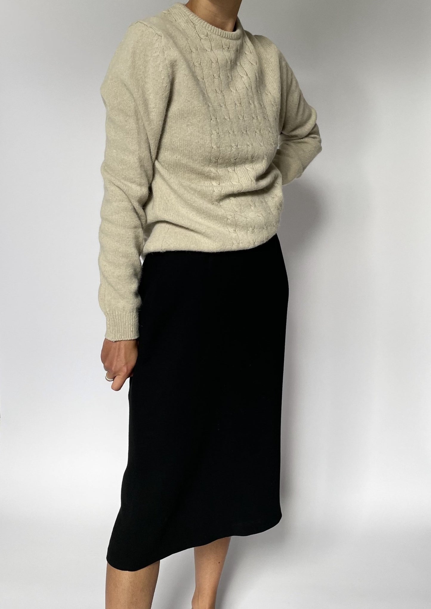 1990s Wool Midi Skirt S W 26"