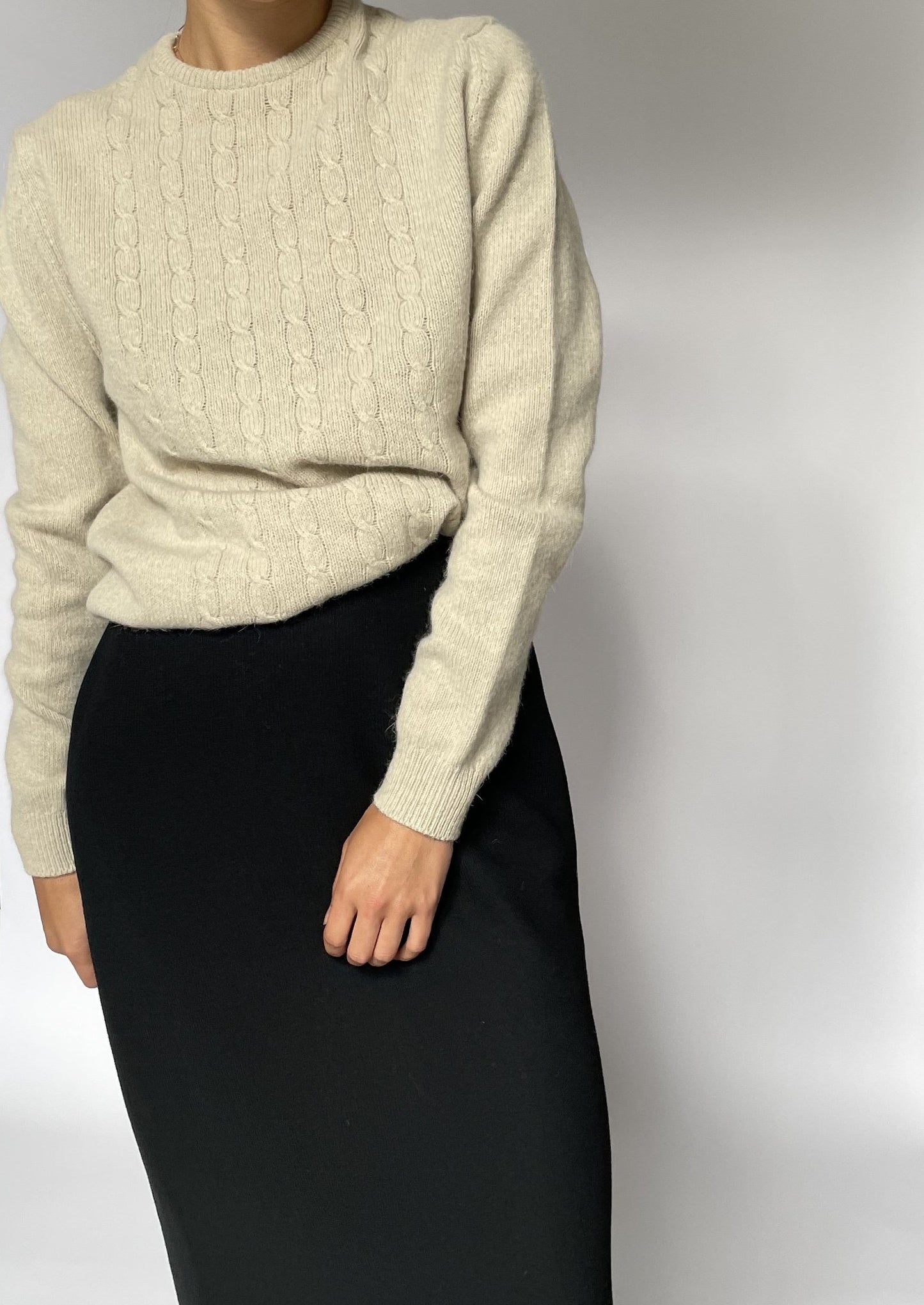 1990s Wool Midi Skirt S W 26"