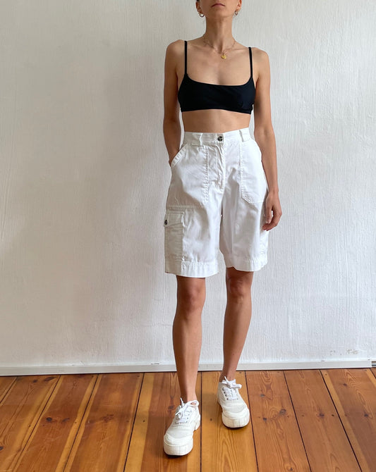 Vintage White Utility Bermuda Shorts Size S