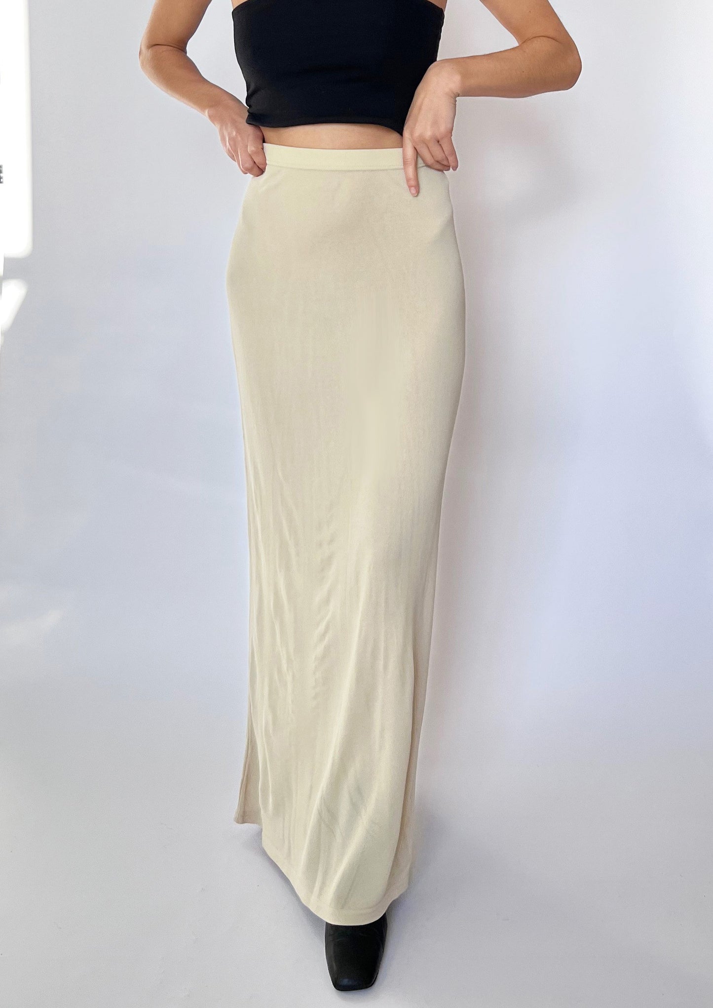 90s Neutral  Column Maxi Skirt S W'27"