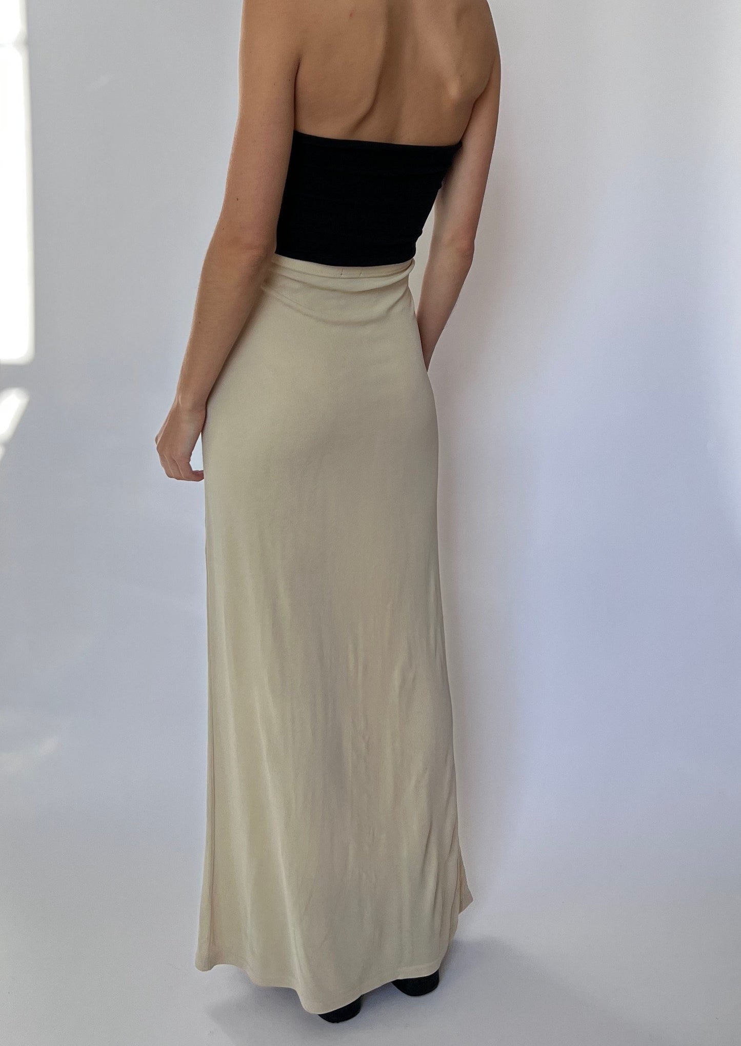 90s Neutral  Column Maxi Skirt S W'27"