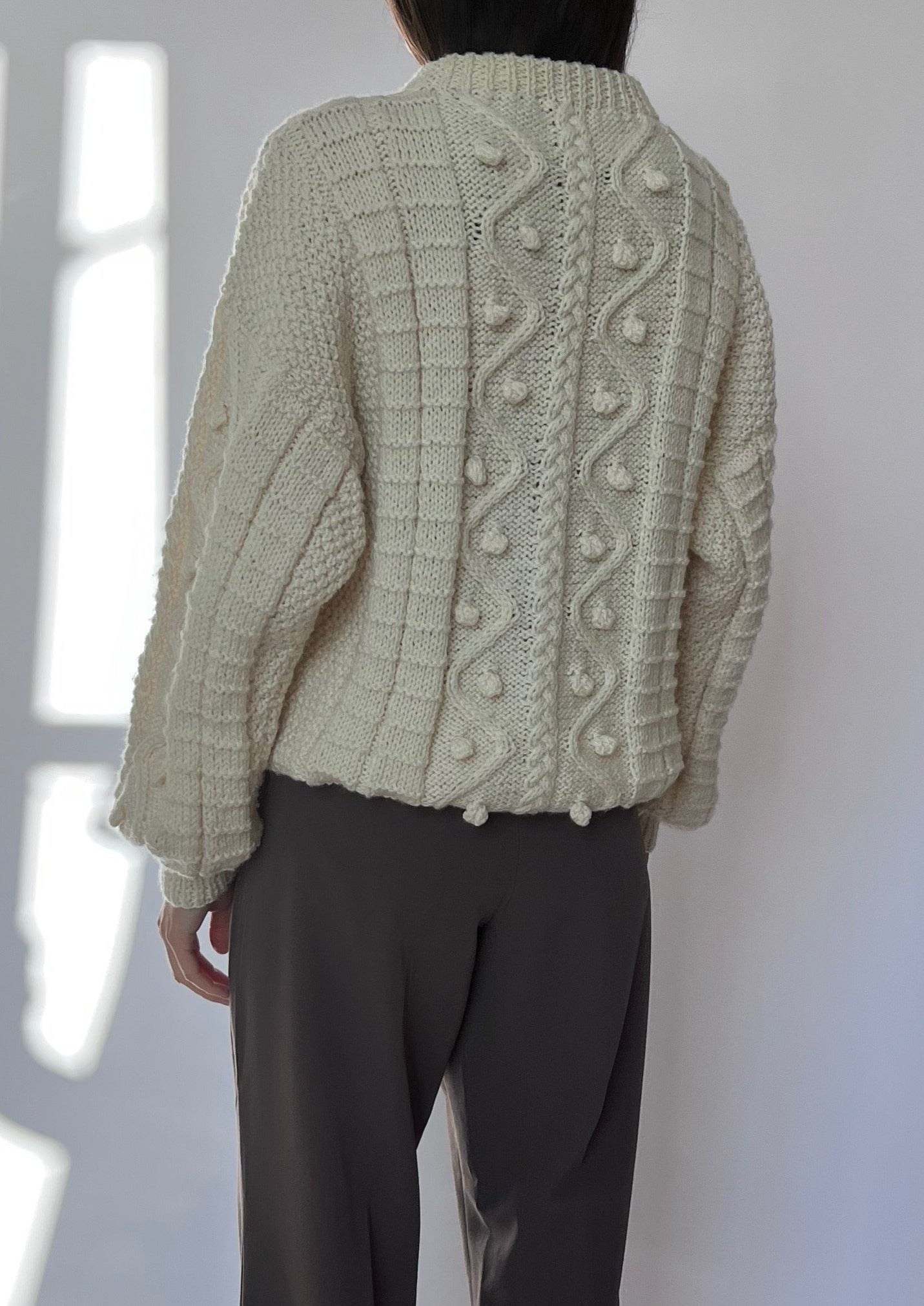 Cream Aran Knit Jumper M