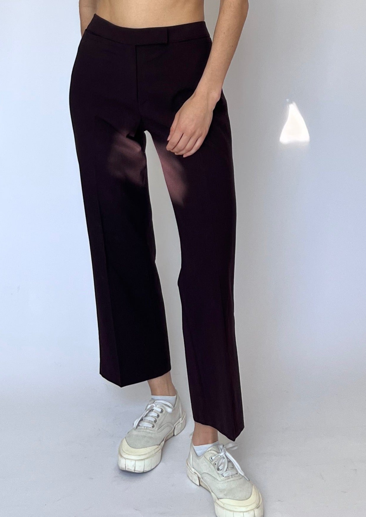 90s Brown Flared Cropped Trousers XS W'25"