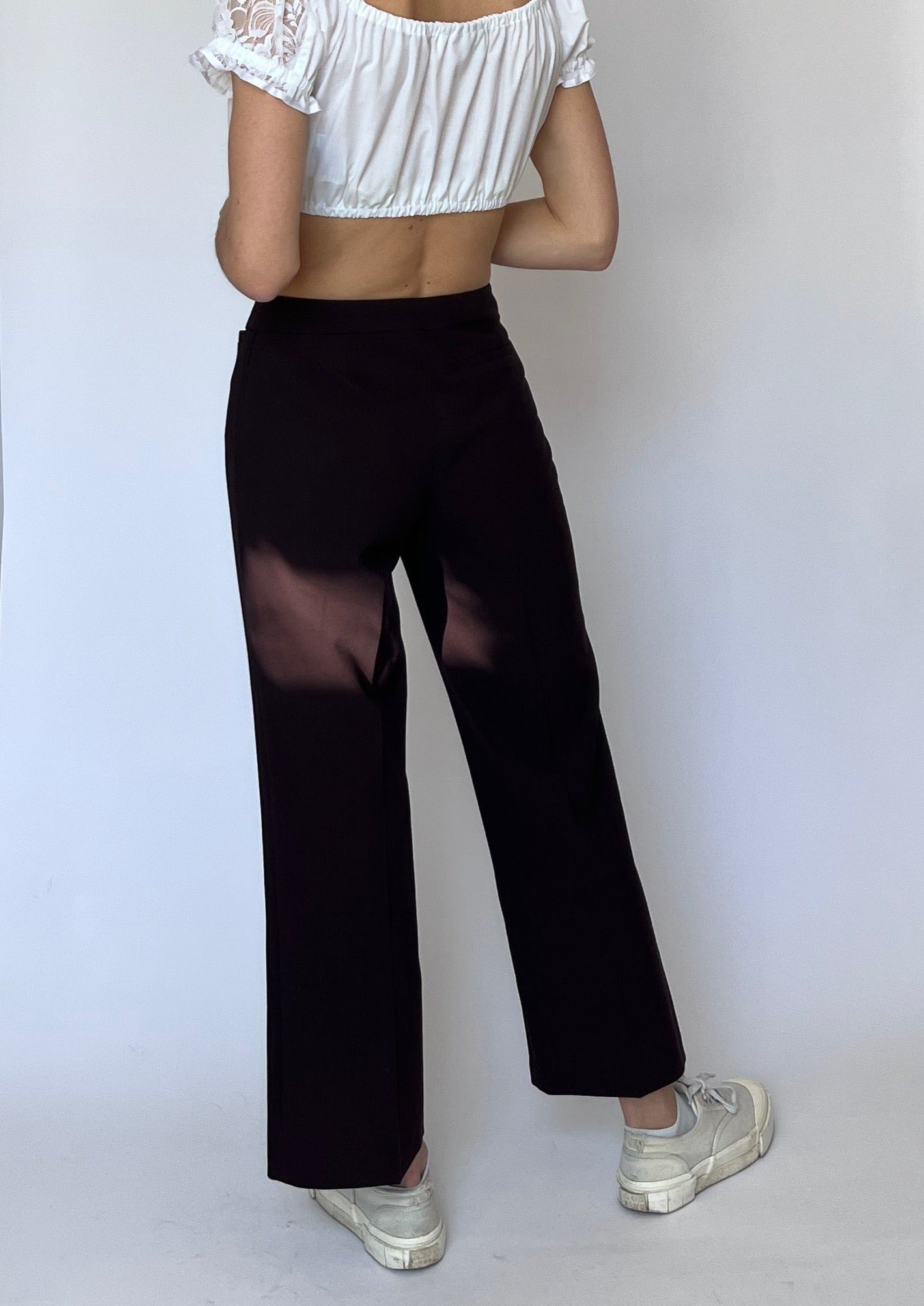 90s Brown Flared Cropped Trousers XS W'25"