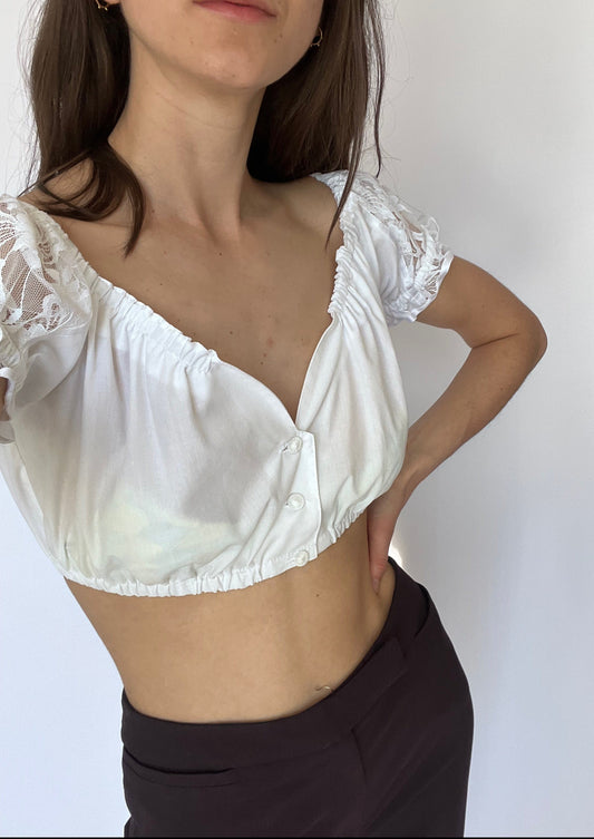 Vintage 70s Cotton Crop Bandeau XS/S