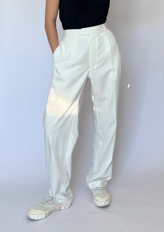 90s Cream Suit Trousers 30" M