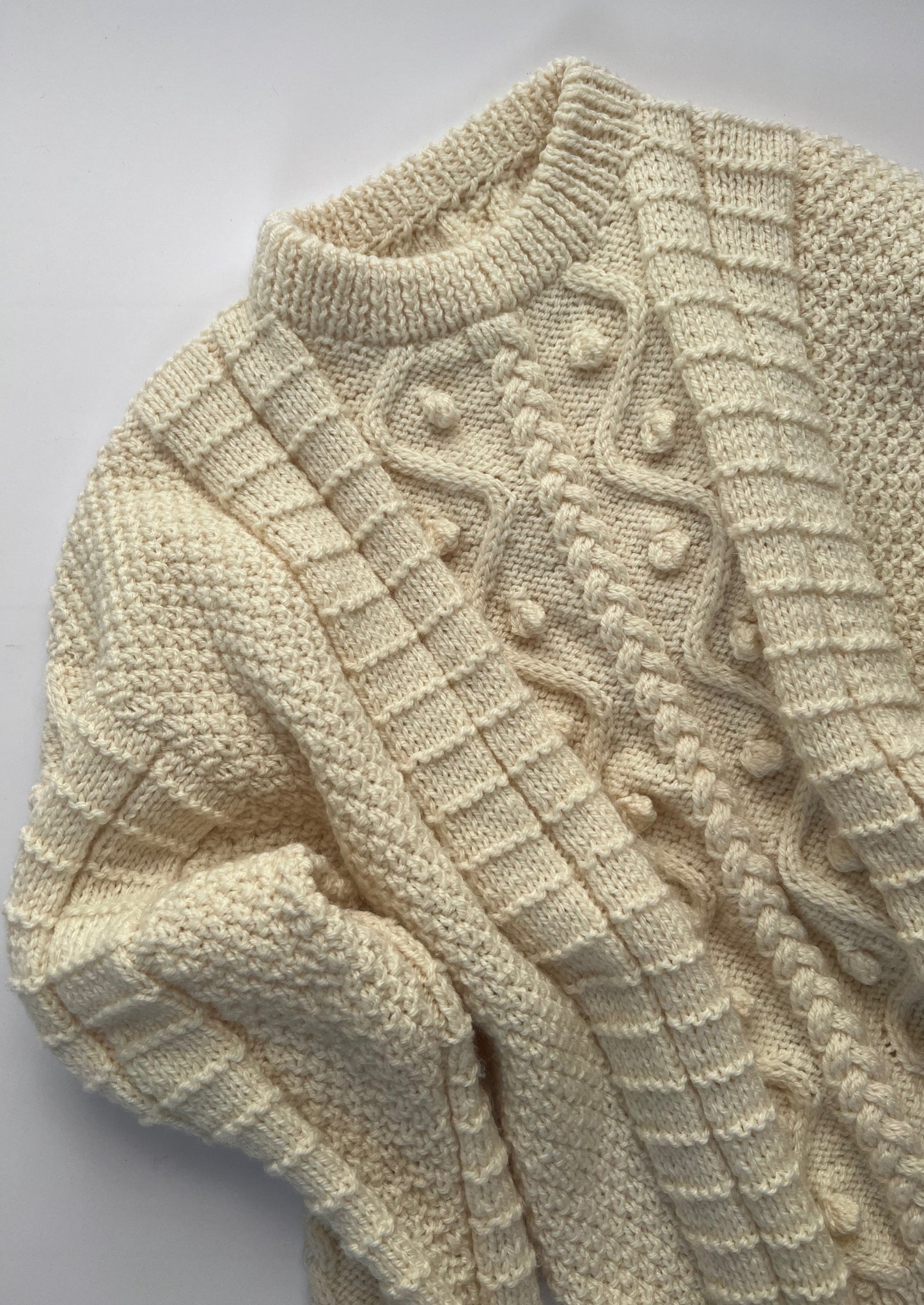 Cream Aran Knit Jumper M