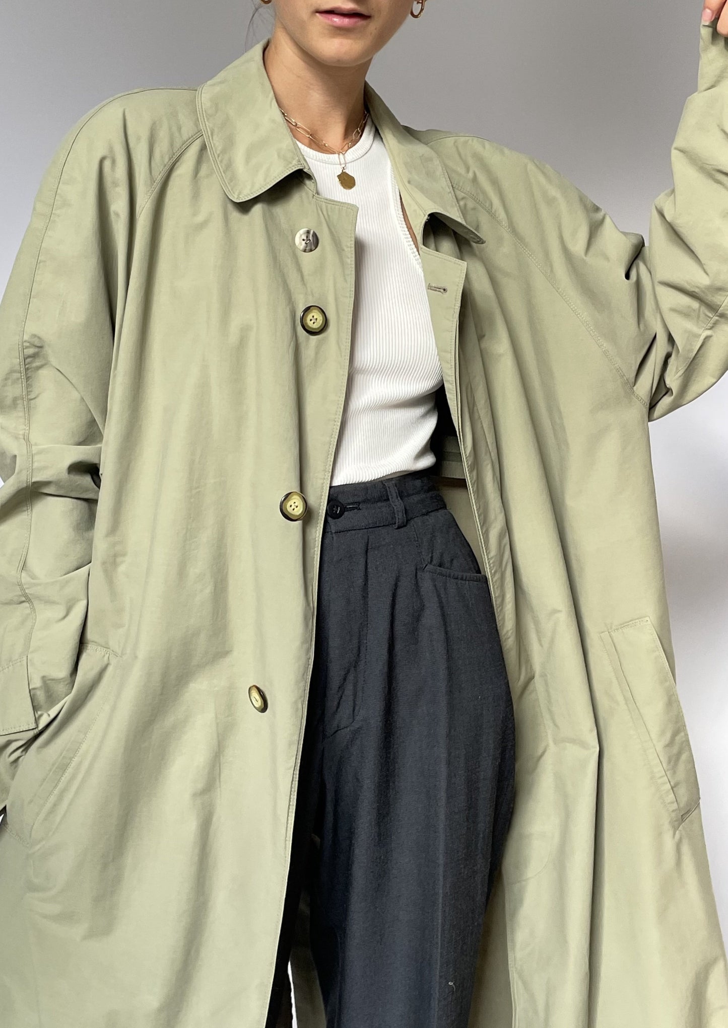 Vintage Khaki Trench Coat S/M/L