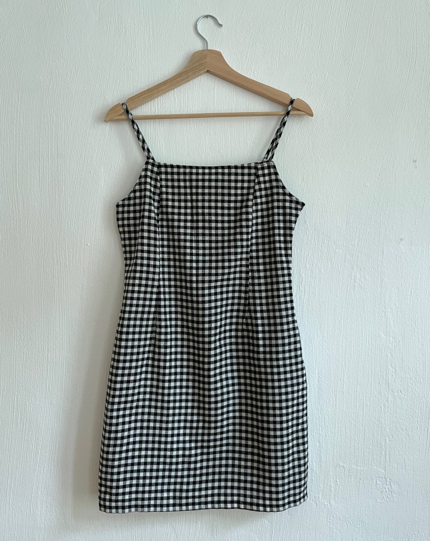 Gingham Cotton Straight Neck Dress Size S-M