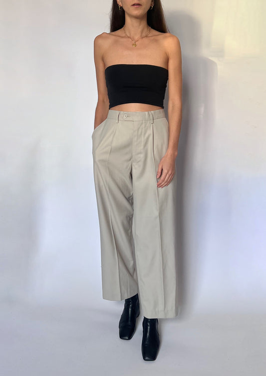 Cream Pleated Culottes W'32"