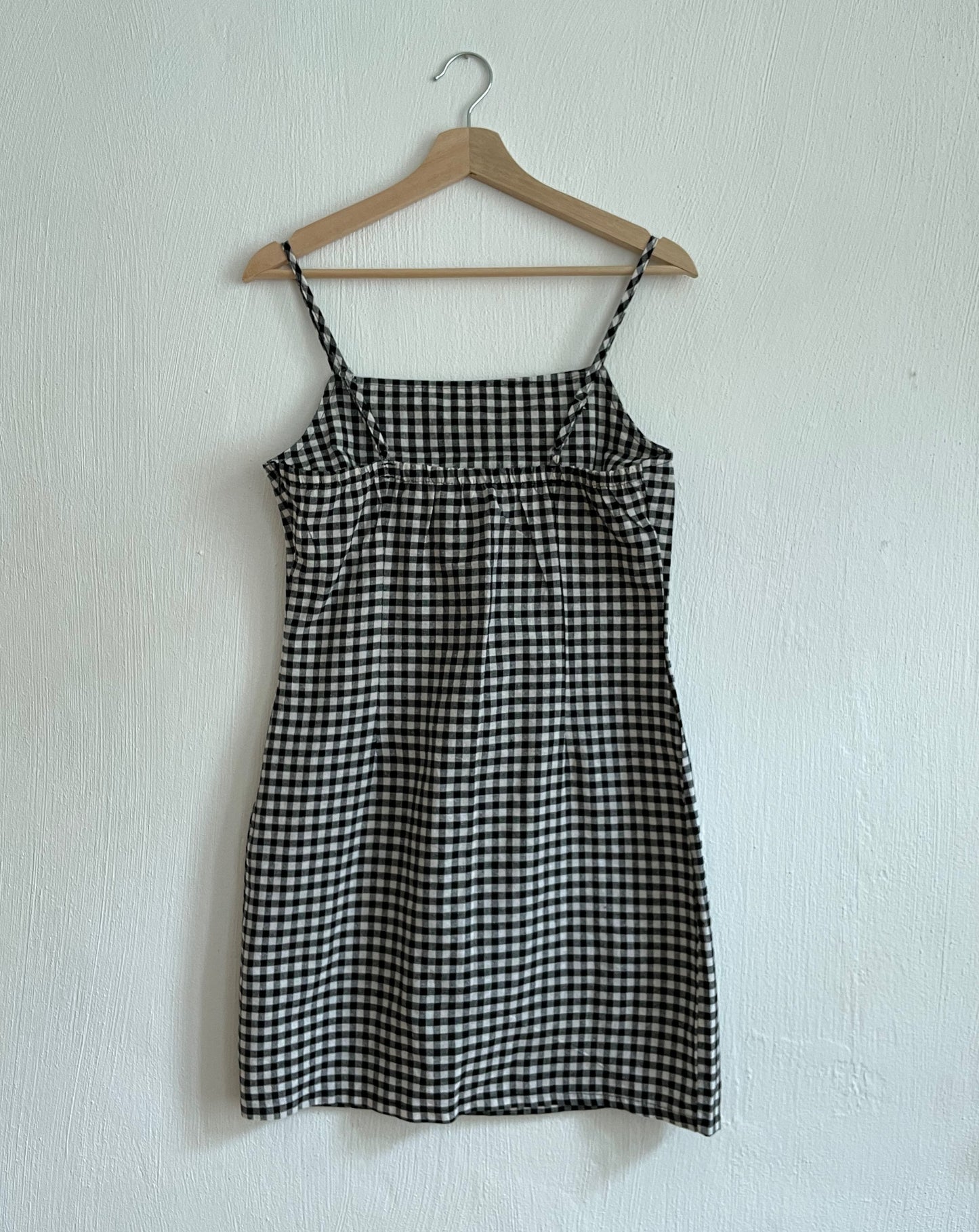 Gingham Cotton Straight Neck Dress Size S-M