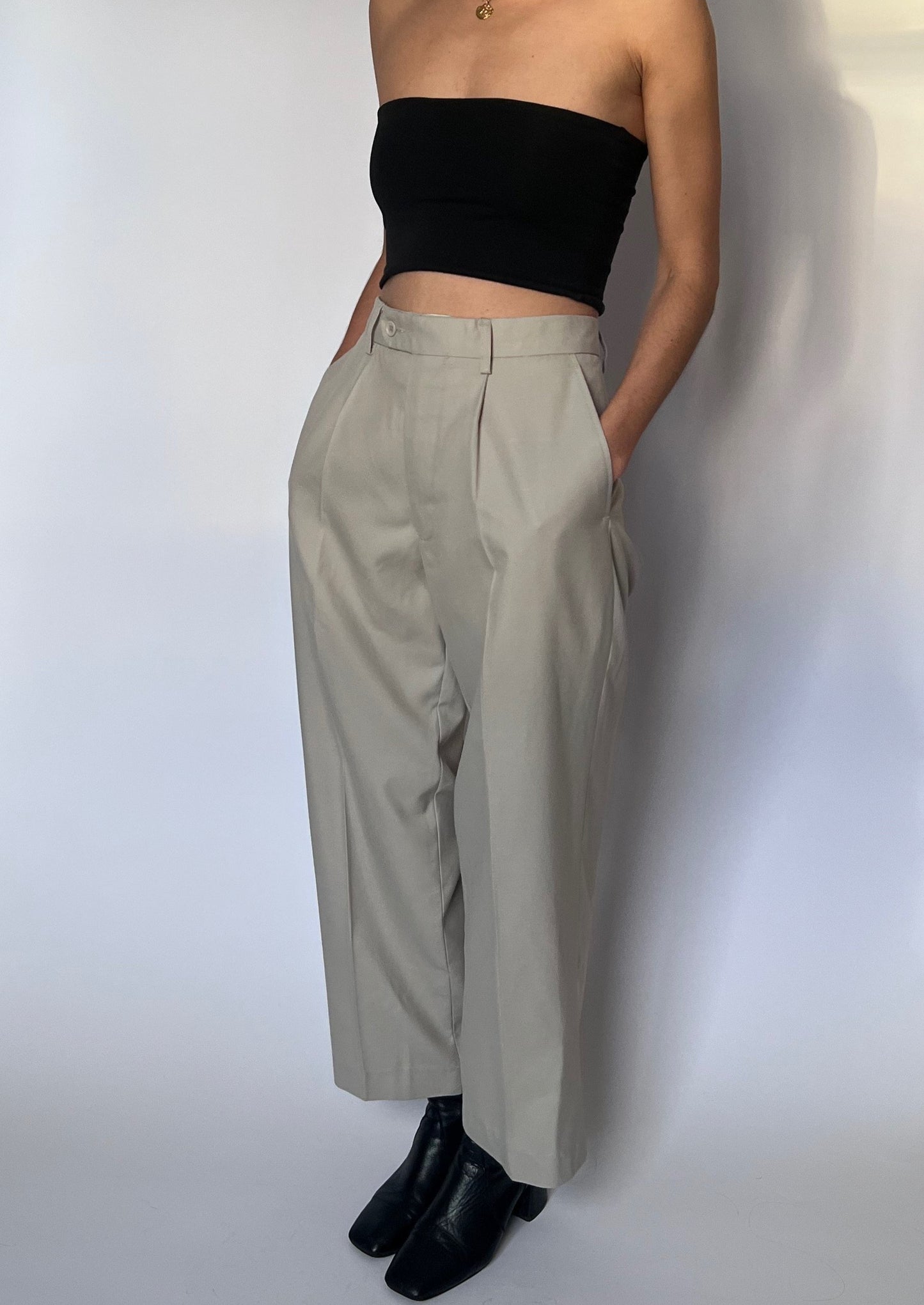 Cream Pleated Culottes W'32"