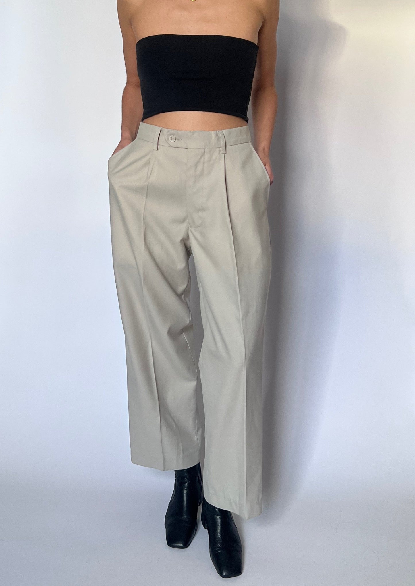 Cream Pleated Culottes W'32"