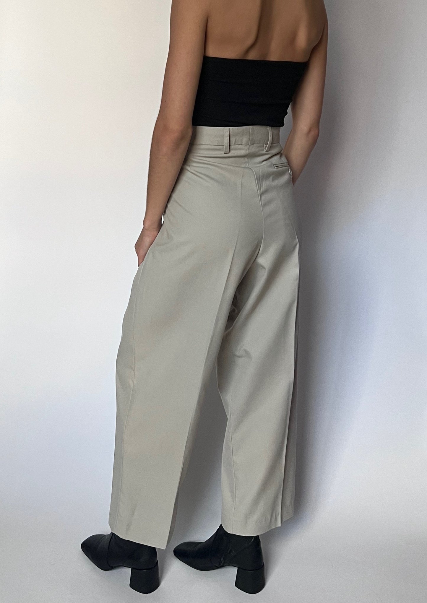 Cream Pleated Culottes W'32"