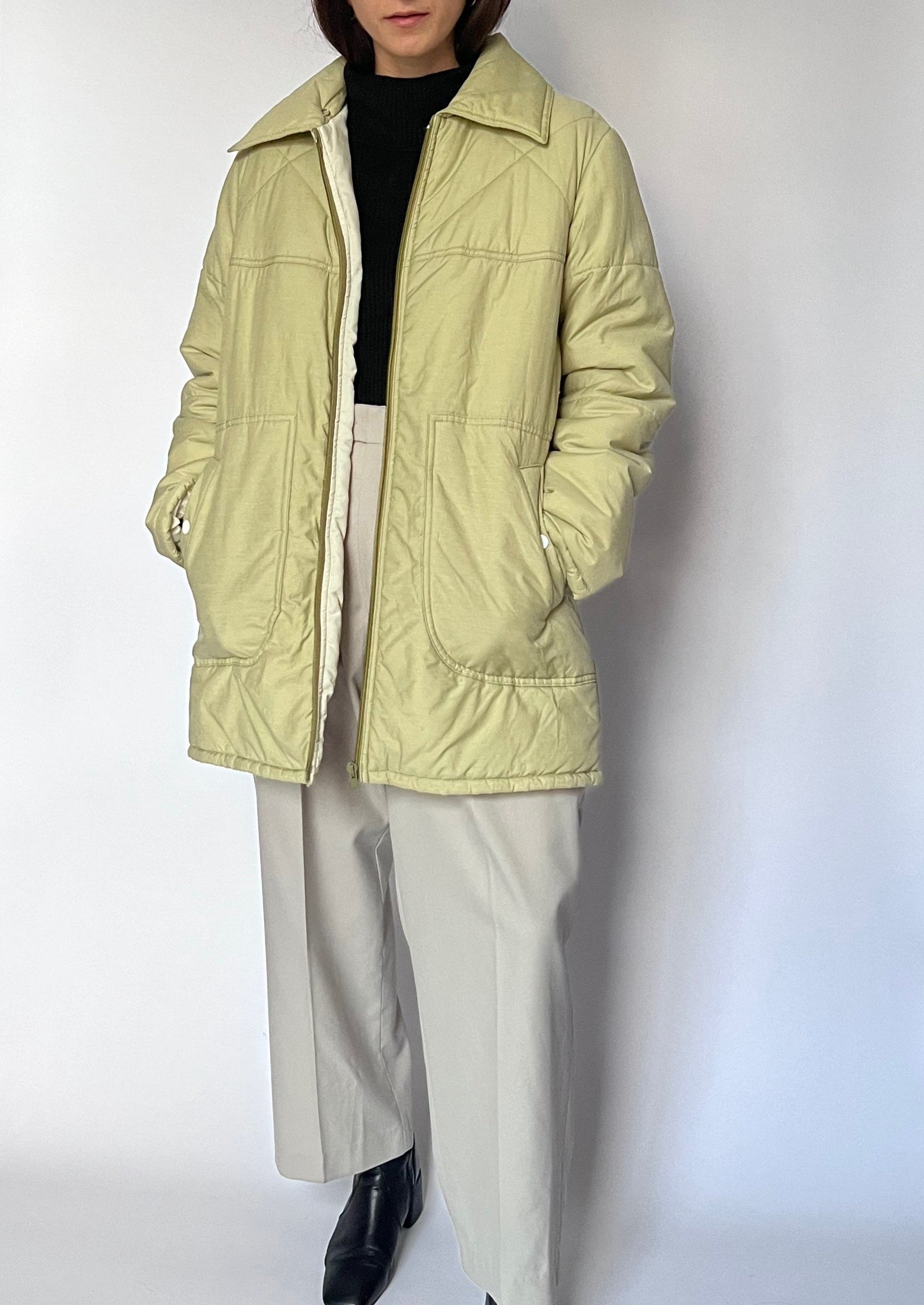 90s Padded Lime Green Jacket S/M