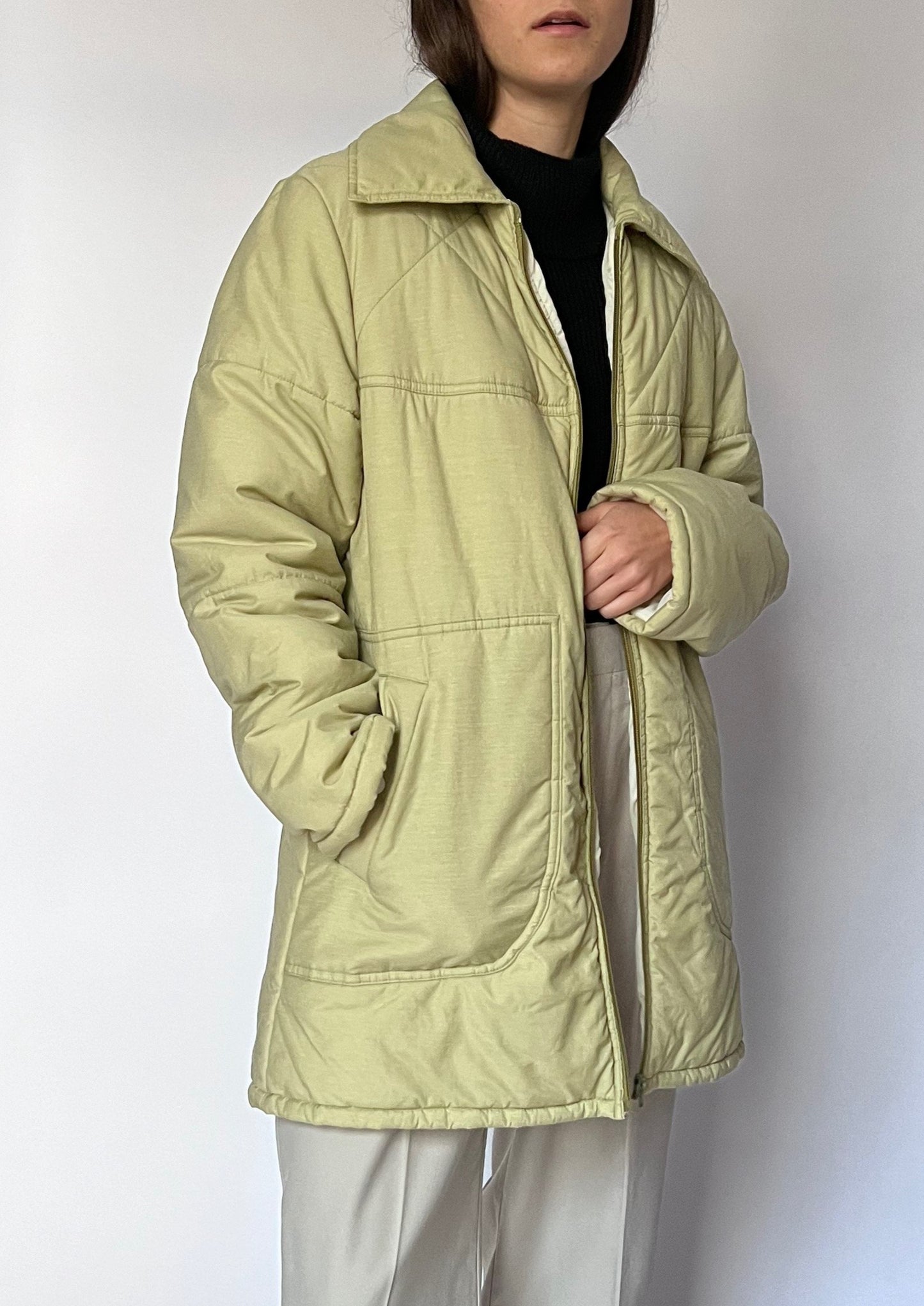 90s Padded Lime Green Jacket S/M