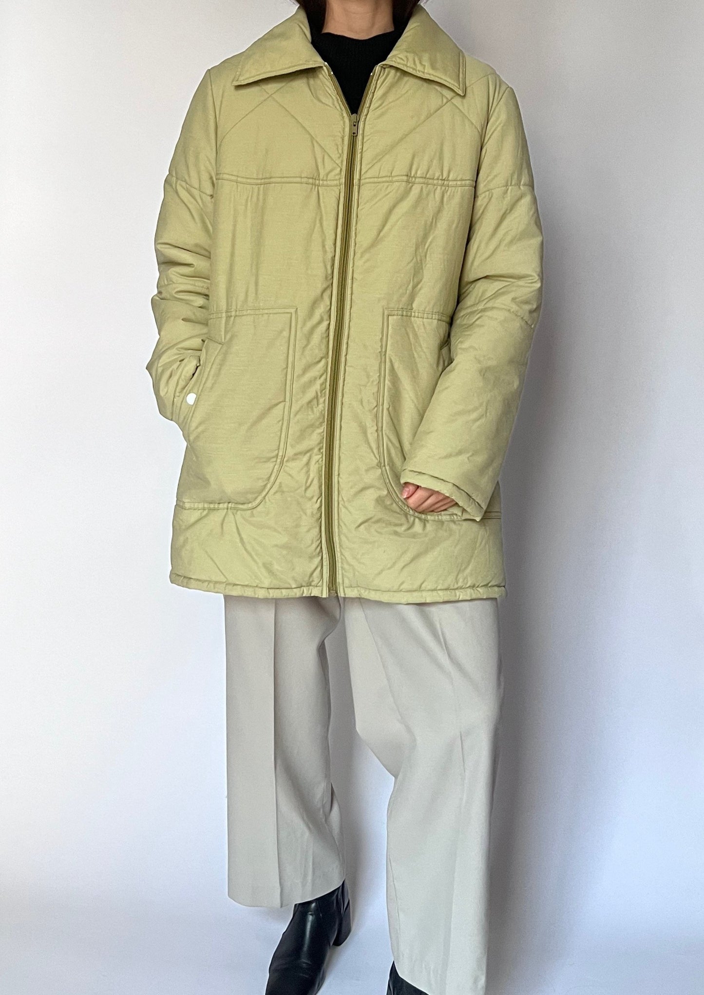 90s Padded Lime Green Jacket S/M