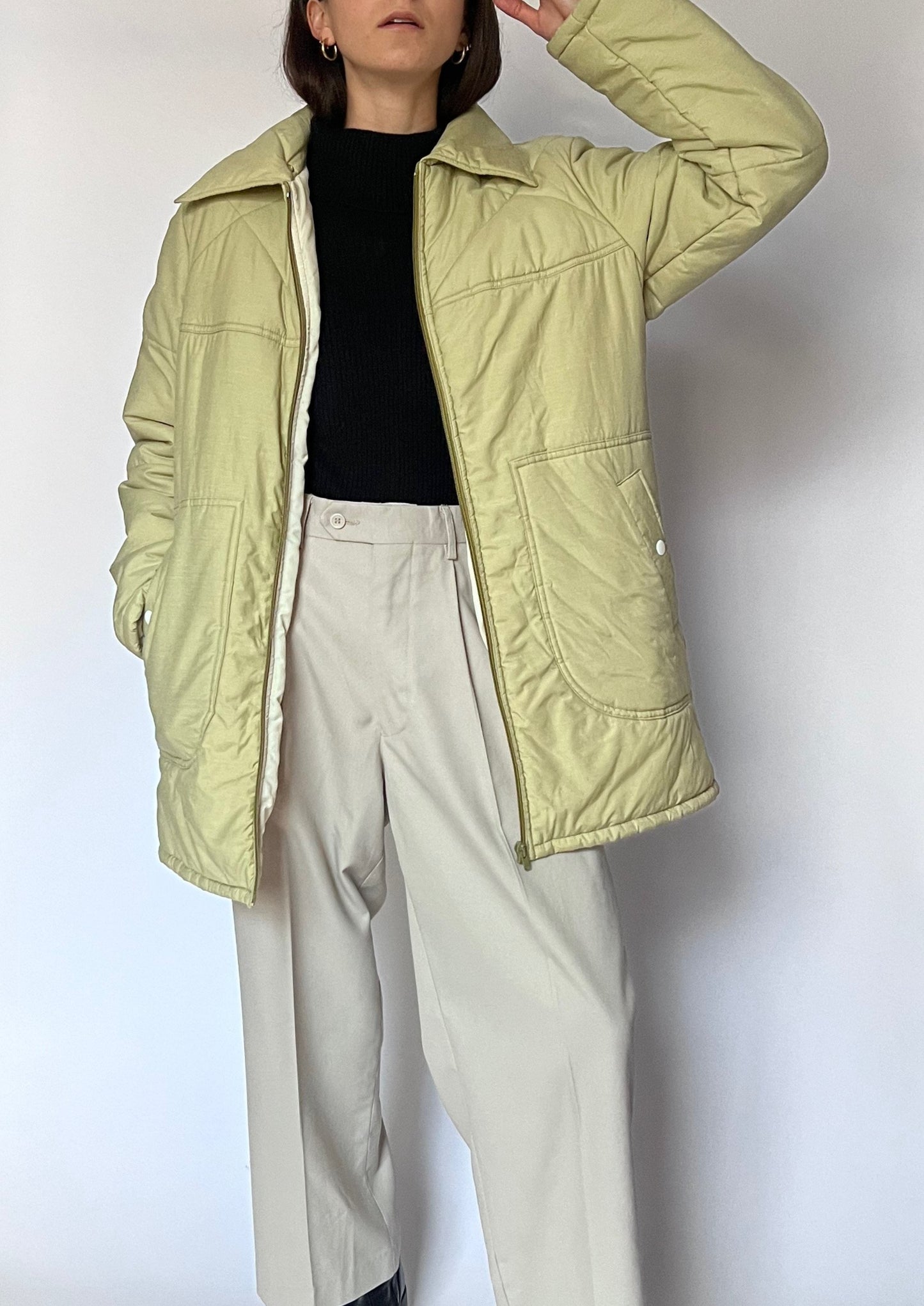 90s Padded Lime Green Jacket S/M