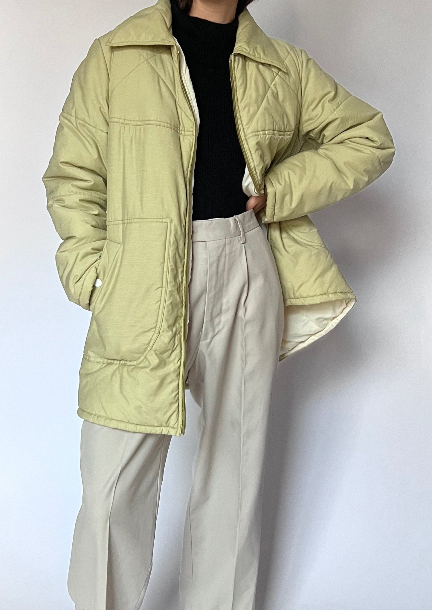 90s Padded Lime Green Jacket S/M