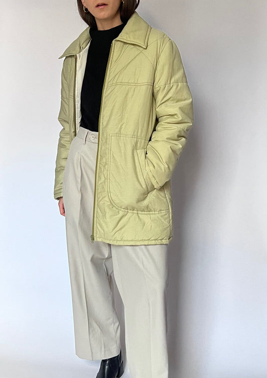 90s Padded Lime Green Jacket S/M