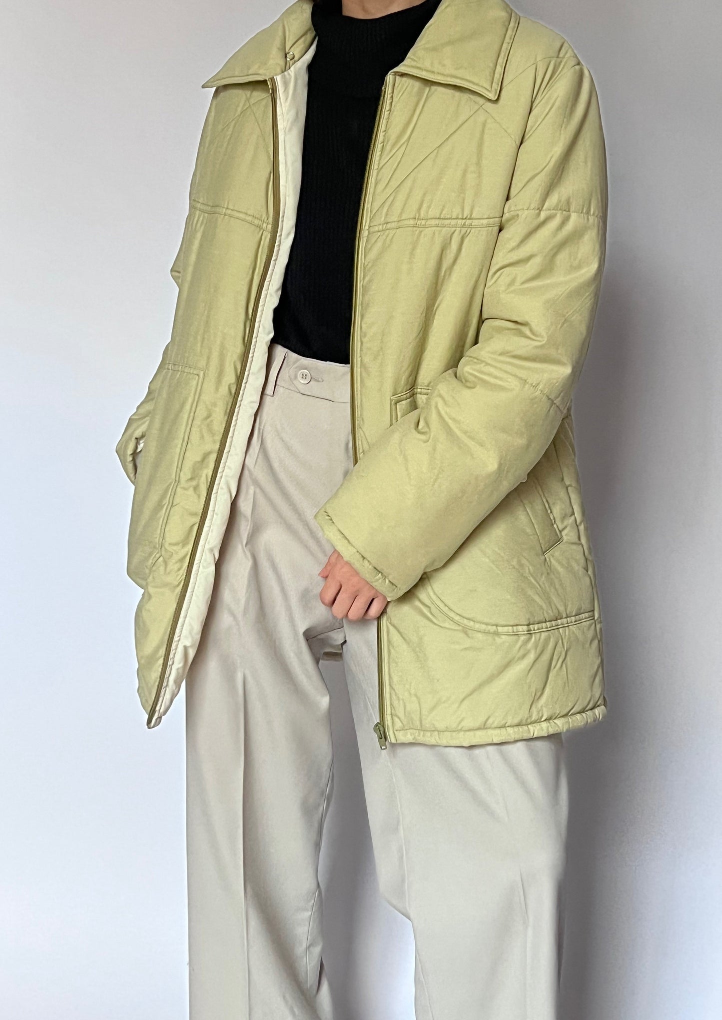 90s Padded Lime Green Jacket S/M