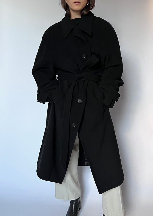 Black Wool Wrap Coat S/M