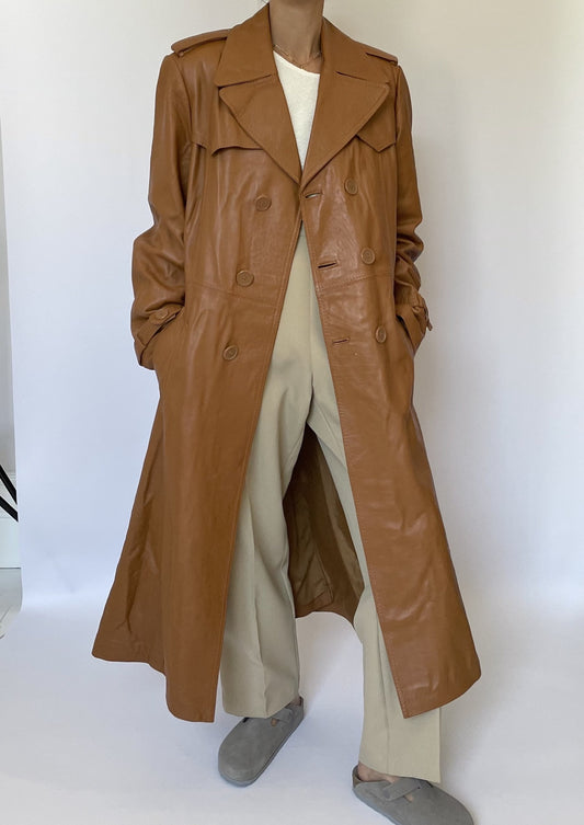 1970s Leather Trench Coat S/L