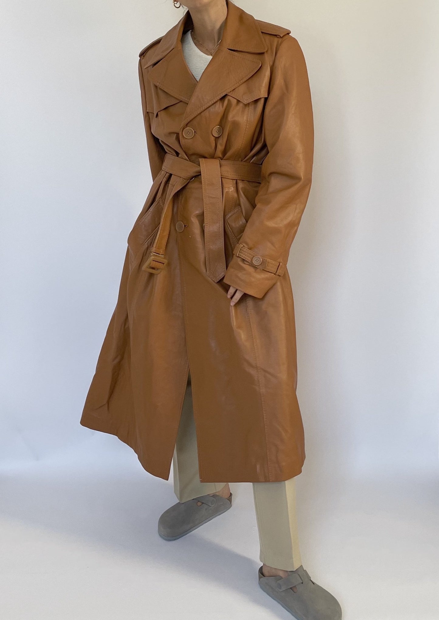 1970s Leather Trench Coat S/L