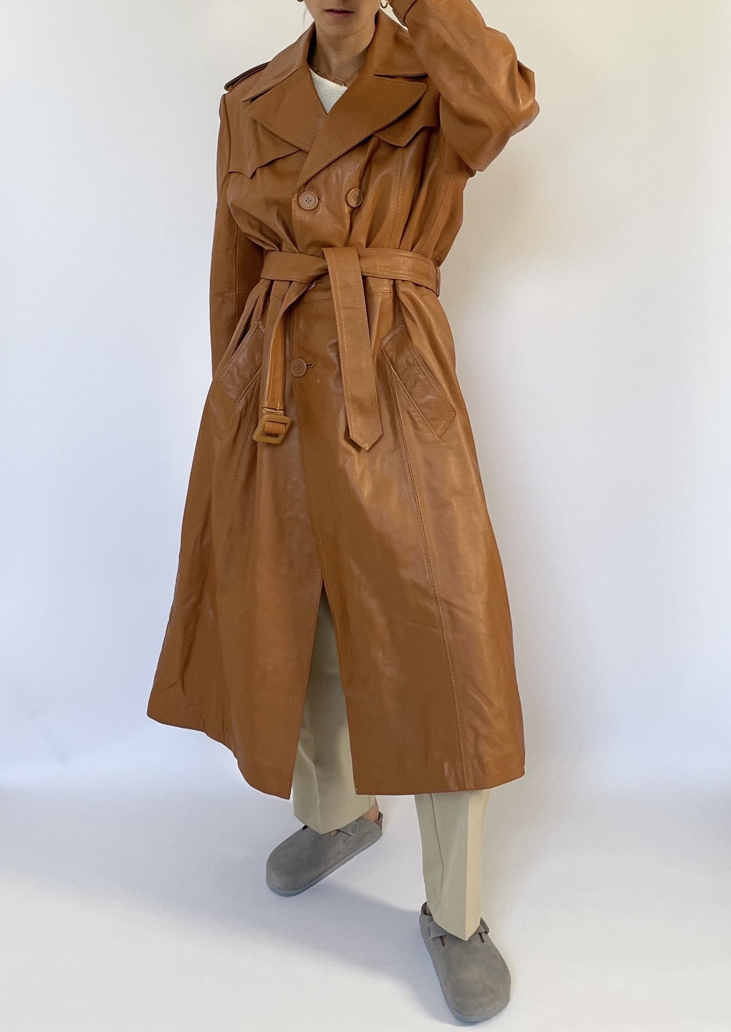 1970s Leather Trench Coat S/L