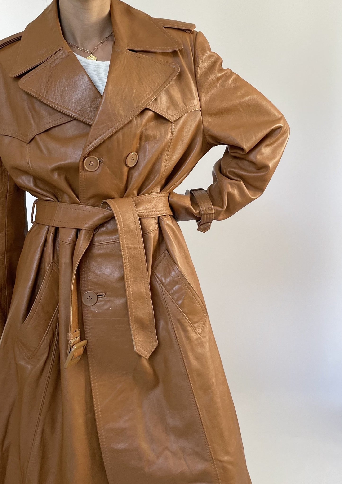 1970s Leather Trench Coat S/L