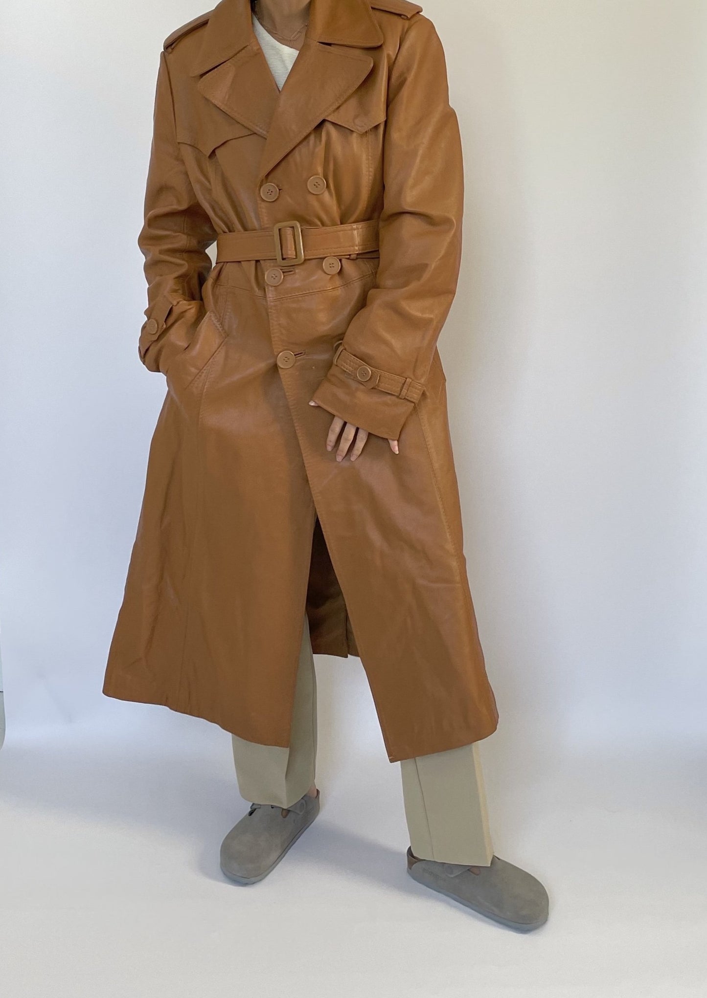 1970s Leather Trench Coat S/L