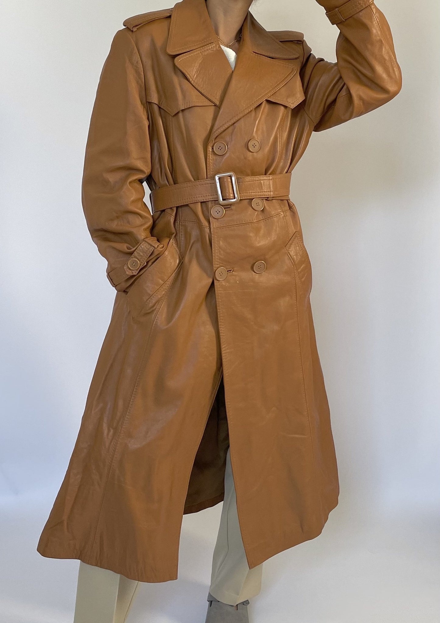 1970s Leather Trench Coat S/L