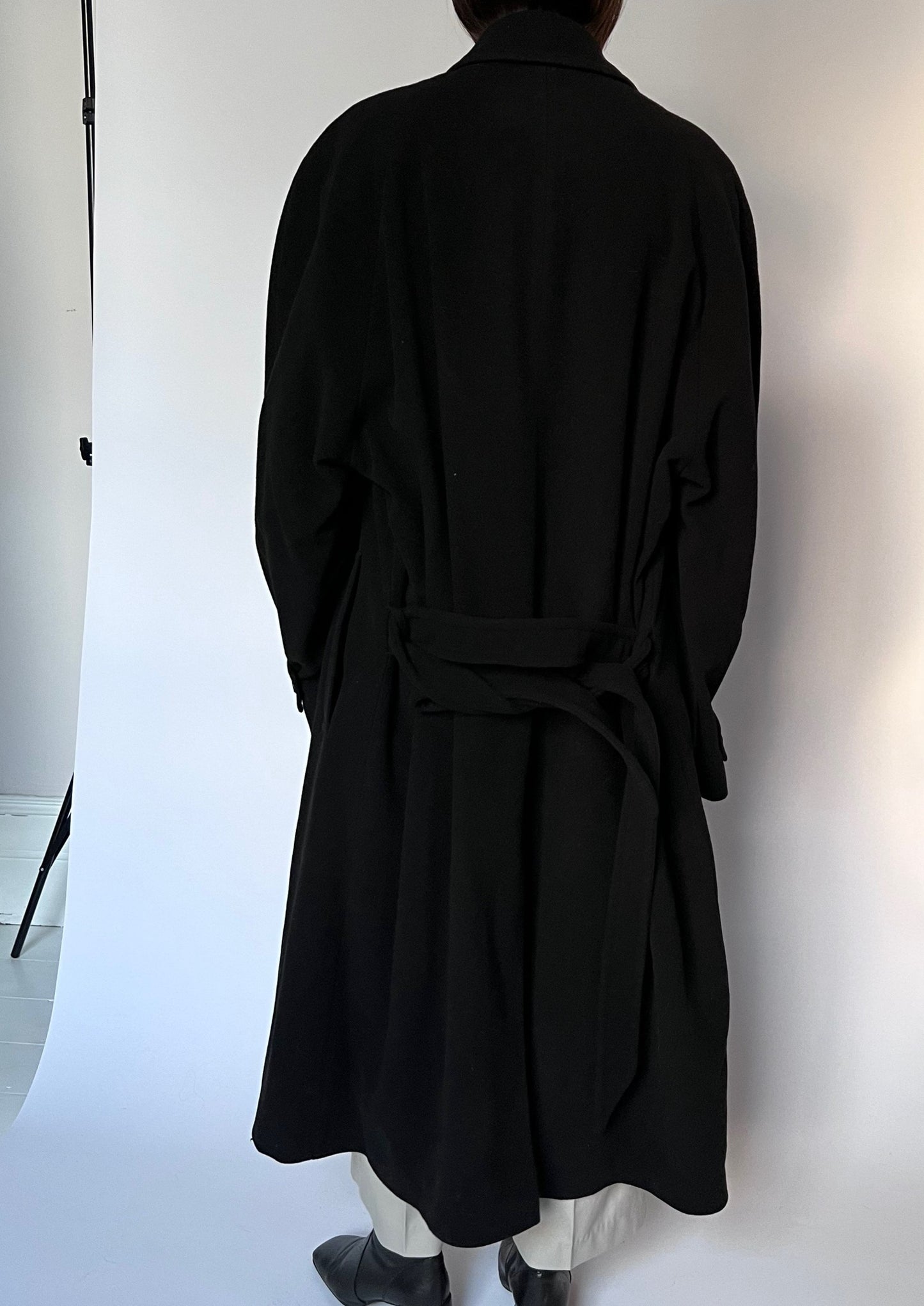 Black Wool Wrap Coat S/M