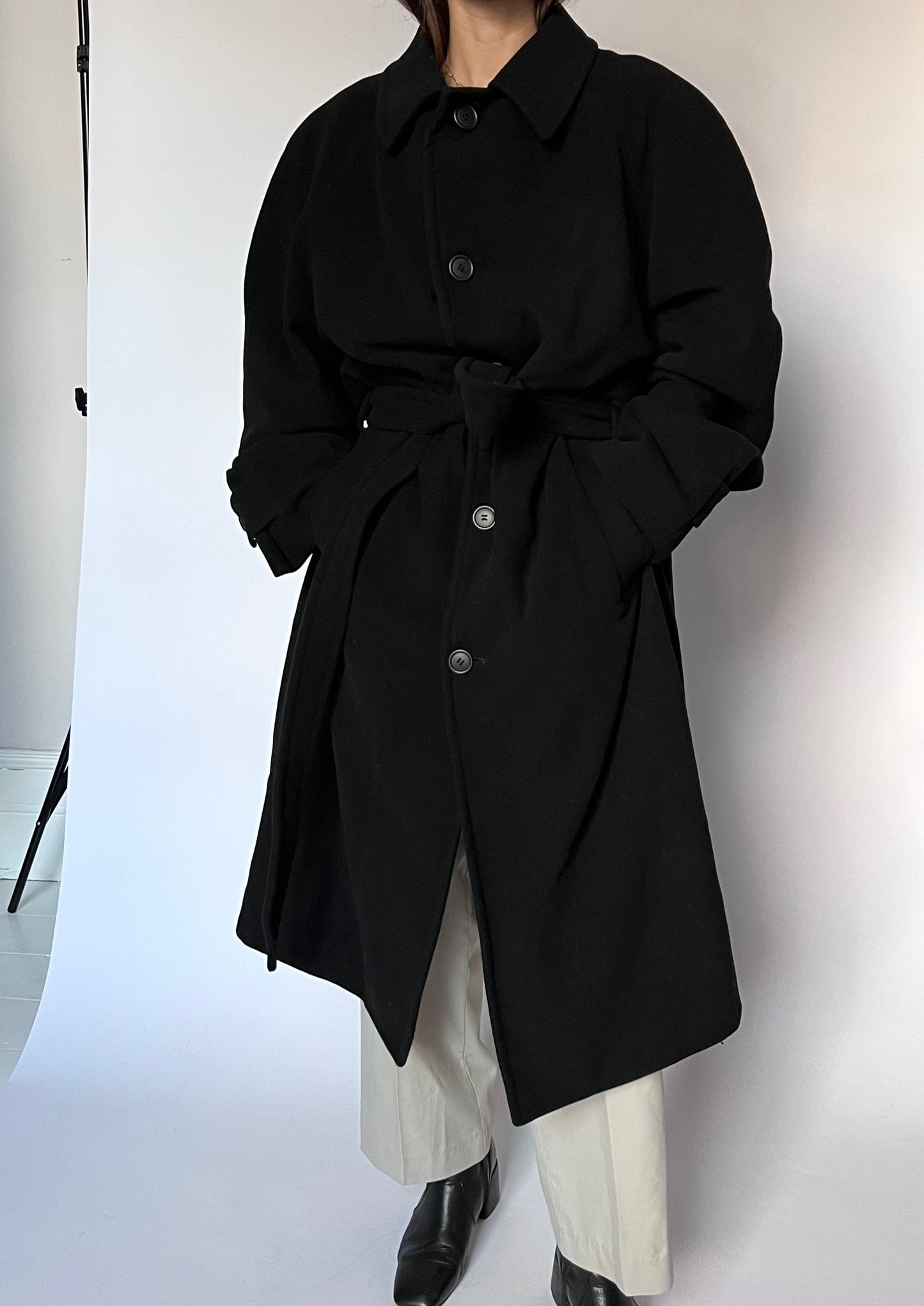 Black Wool Wrap Coat S/M