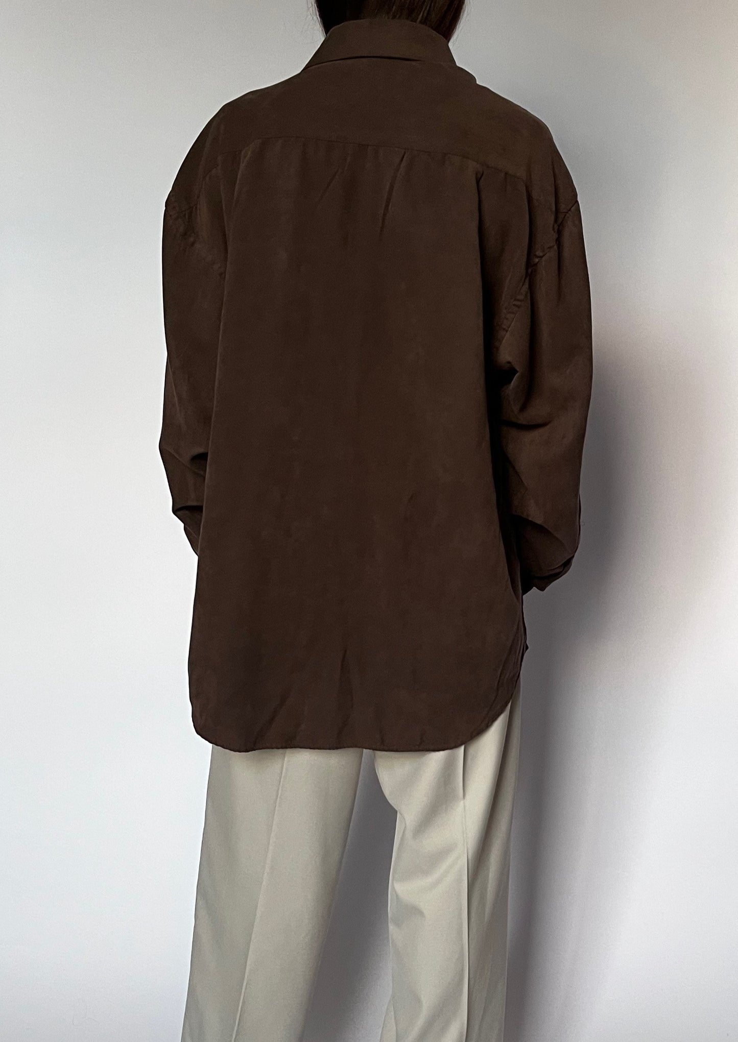 90s Suede Look Brown Shirt M/L