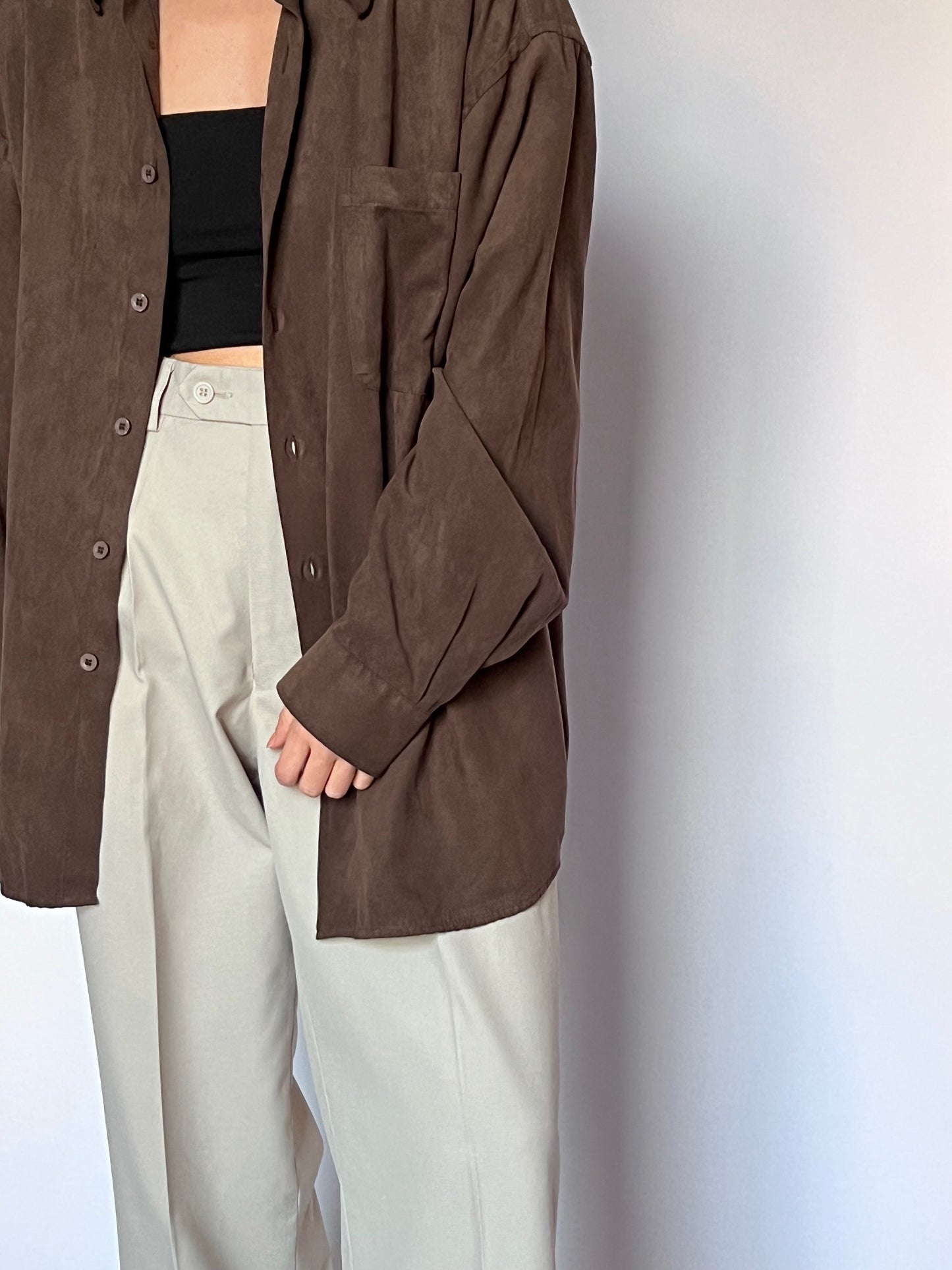 90s Suede Look Brown Shirt M/L