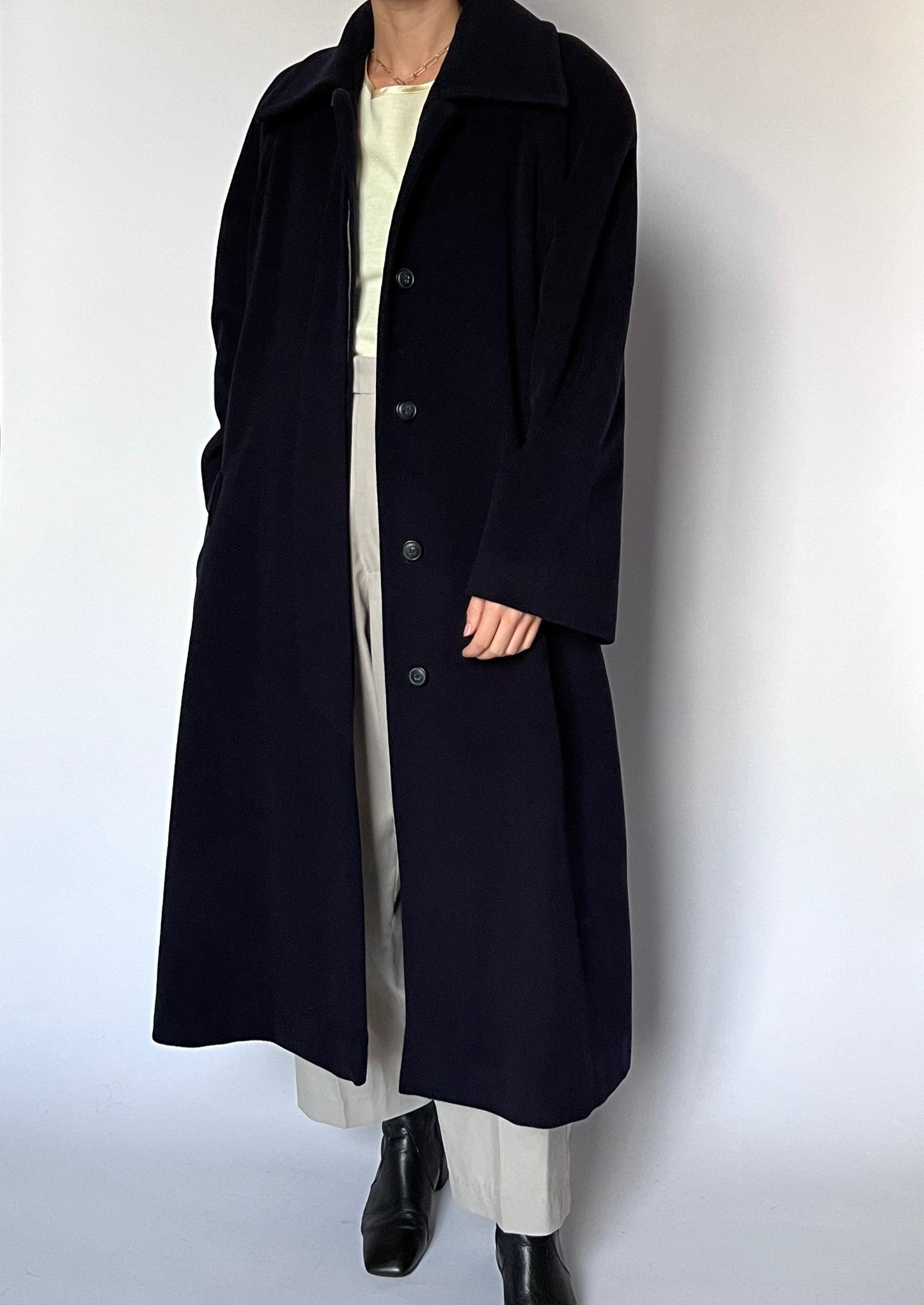 Navy Wool Ankle Grazing Coat S/M