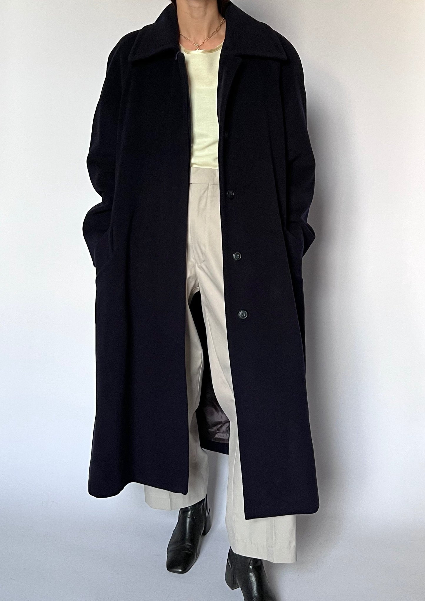 Navy Wool Ankle Grazing Coat S/M