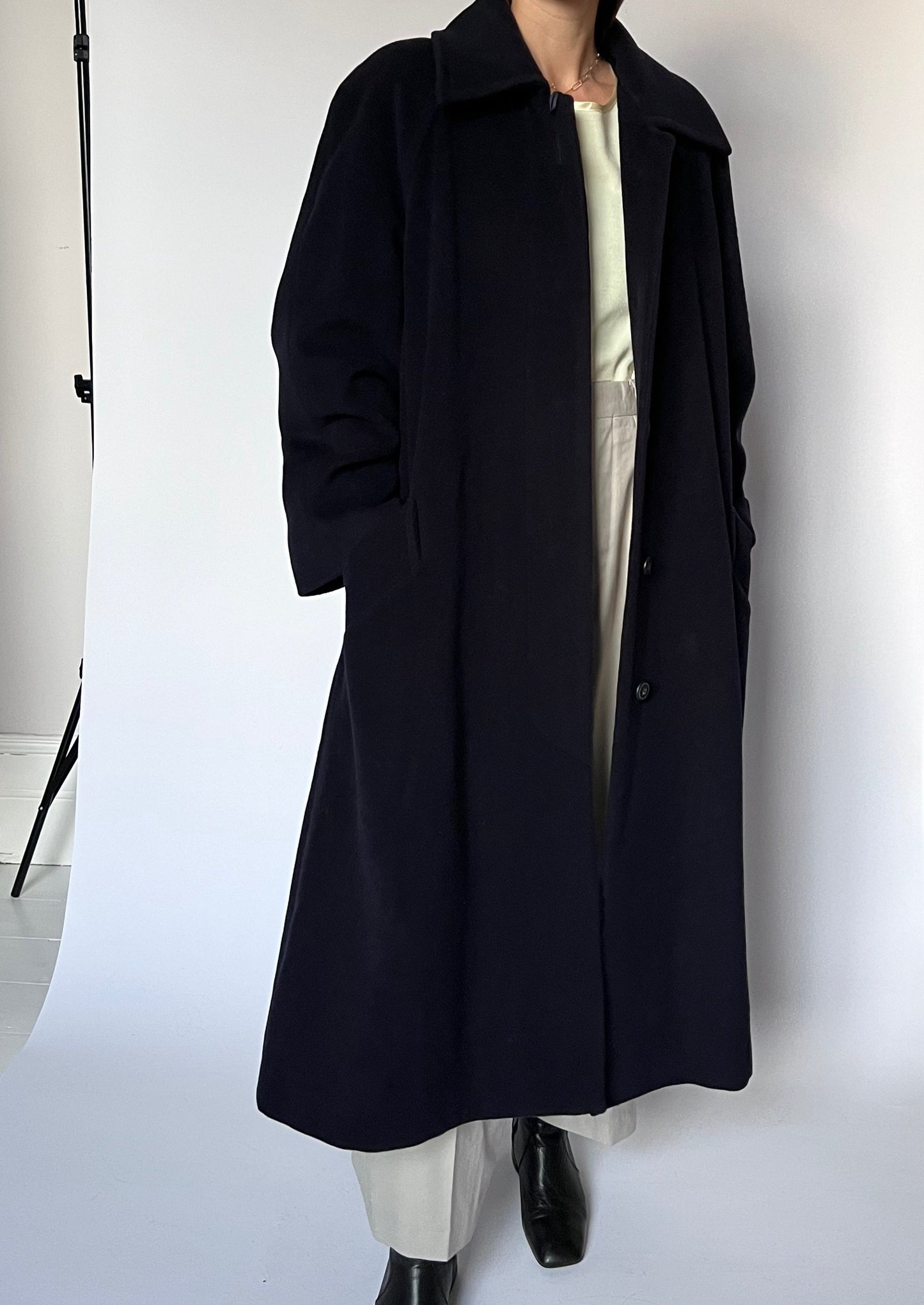 Navy Wool Ankle Grazing Coat S/M